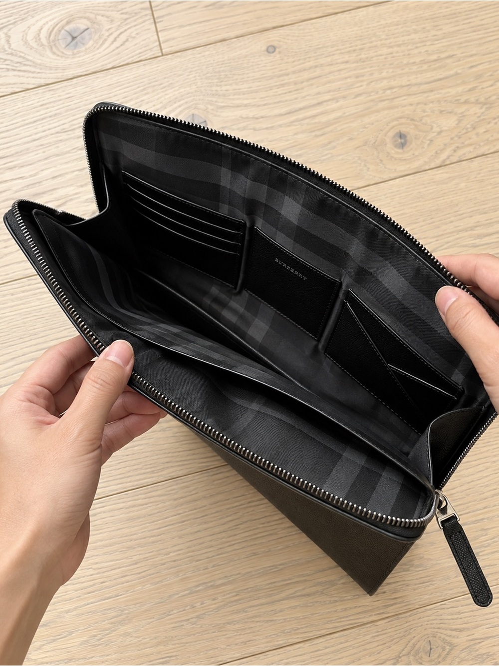 BURBERRY Black Saffiano Leather Laptop Bag | Multi-Use Messenger Portfolio